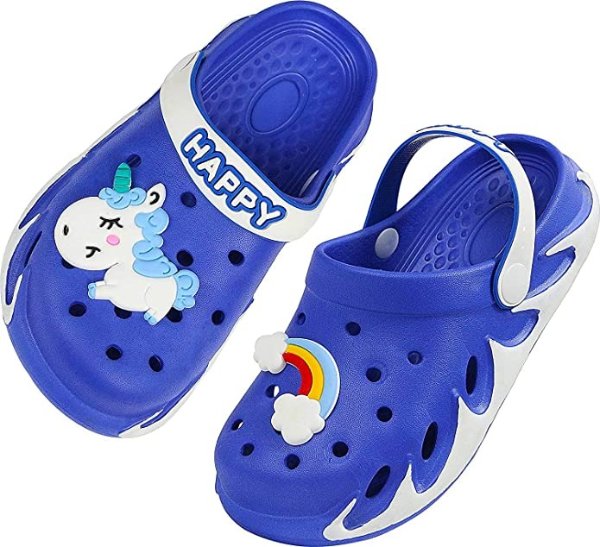 Weweya Kids Garden Clogs Summer Cute Sandals Slippers with Cartoon Charms for Boys Girls Toddler