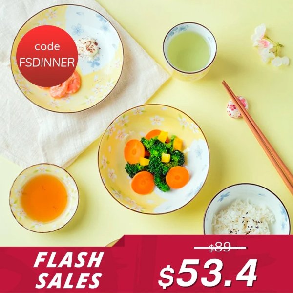 【Flash Sale】[Made in Japan] 6-piece Japanese Style Dinnerware Set 3 Colors)