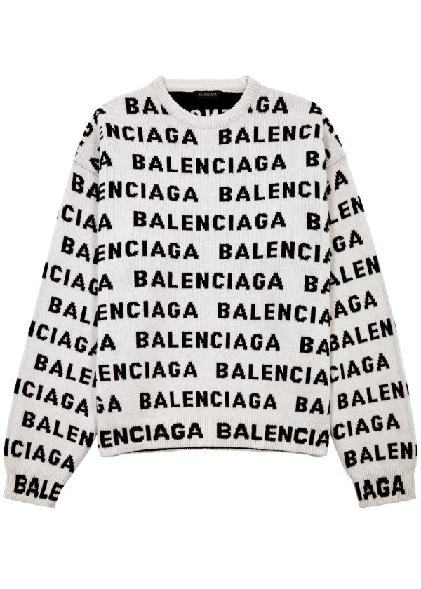 BALENCIAGA Logo-monogrammed wool-blend jumper