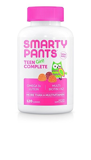 SmartyPants Teen Girl Complete Daily Gummy Vitamins: Multivitamin, Gluten Free, Lutein/Zeaxanthin for Eye Health*, Biotin, Vitamin K & D3, Omega 3 Fish Oil (DHA/EPA), 120 Count (30 Day Supply)