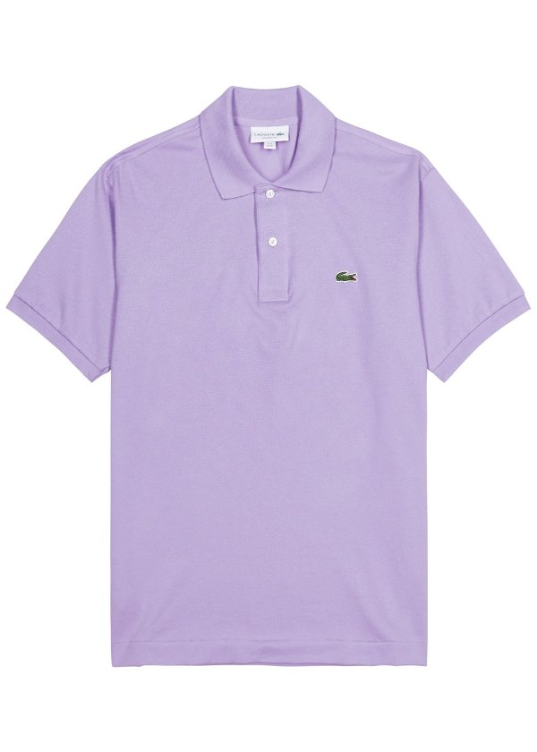 Lilac pique cotton polo shirt