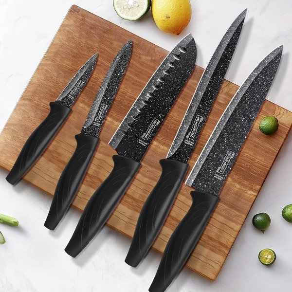 MICHELANGELO Kitchen Knife Set 10 Piece with Nonstick Stone Covers,  Professional Kit, CleophusJones
