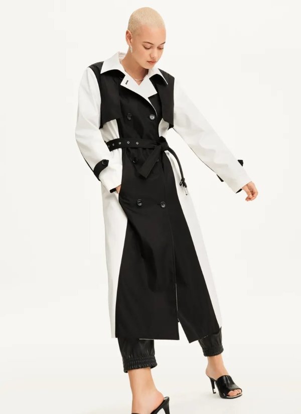 Colorblock Crinkle Trench