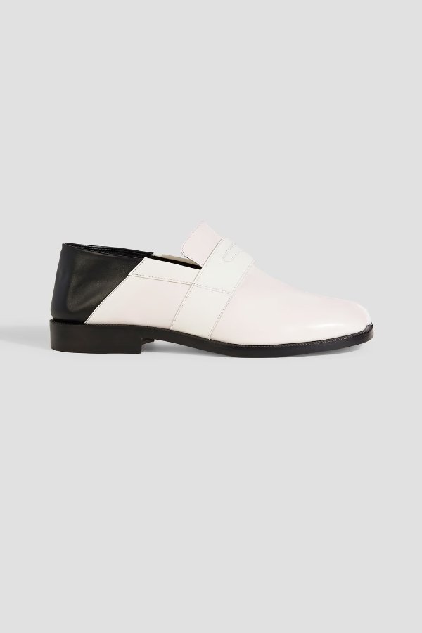 Tabi split-toe smooth and glossed-leather collapsible-heel loafers