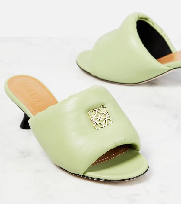 Anagram padded leather mules