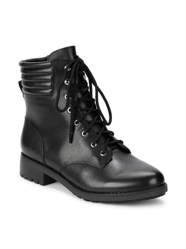 Lace-Up Leather Combat Boots