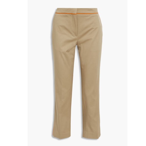 Cropped cotton-blend twill straight-leg pants