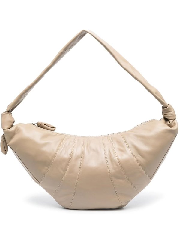 Croissant zip-up leather shoulder bag
