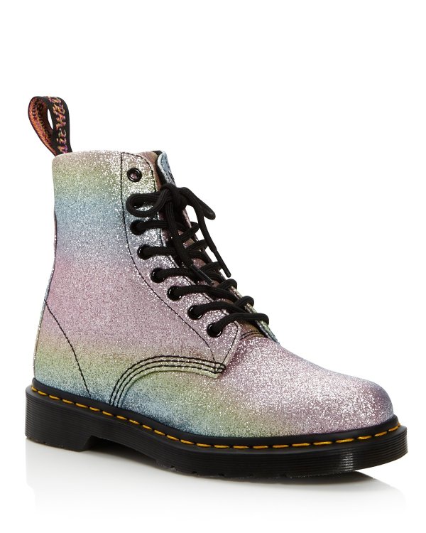 Women's Pascal Rainbow Glitter Combat Boots