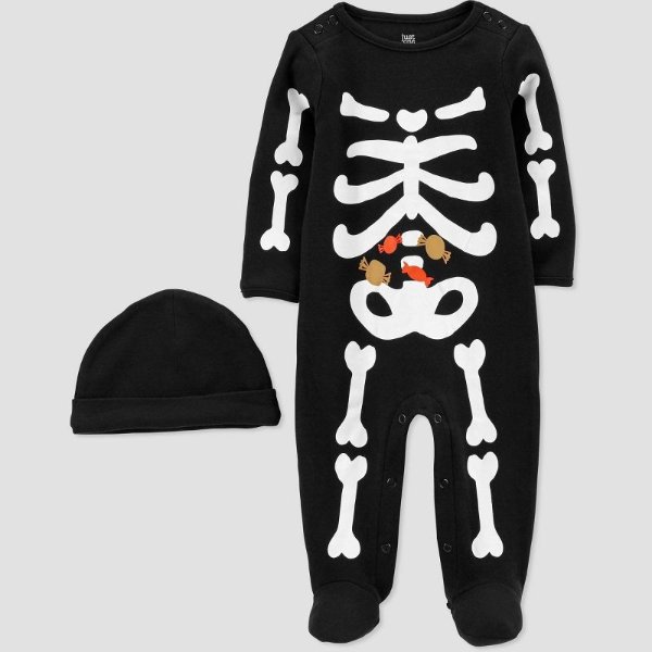 Just One You®️ Baby Skeleton Sleep N' Play Hat Set White/Black
