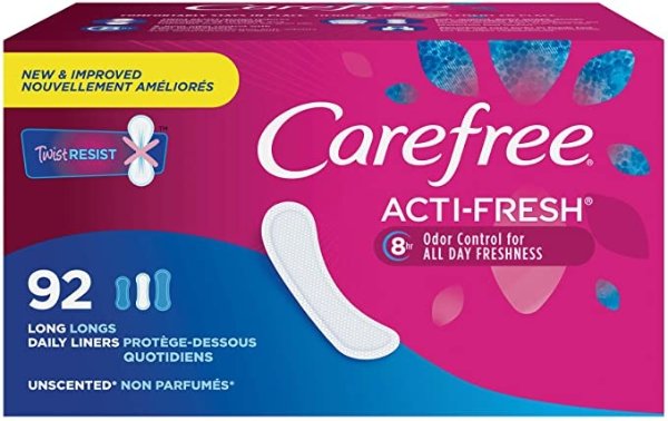 Acti-Fresh Thin Panty Liners, Soft and Flexible Feminine Care Protection, Long, 92 Count