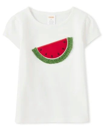 Girls Short Sleeve Embroidered Watermelon Top - Sweet Watermelon