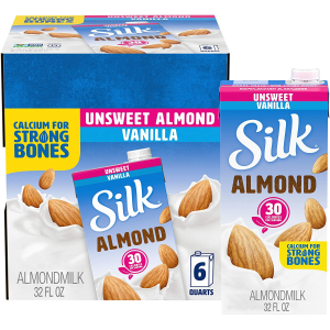 Silk Almond Milk, Unsweetened Vanilla, 32 Fluid Ounce (Pack of 6)