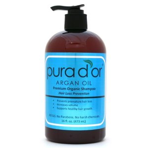 Pura d'or Hair Loss Prevention Premium Organic Shampoo, Brown and Blue, 16 Fluid Ounce