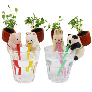 EMIDO Ceramic Mini Self Watering Plant Pot (4Pieces/Set)