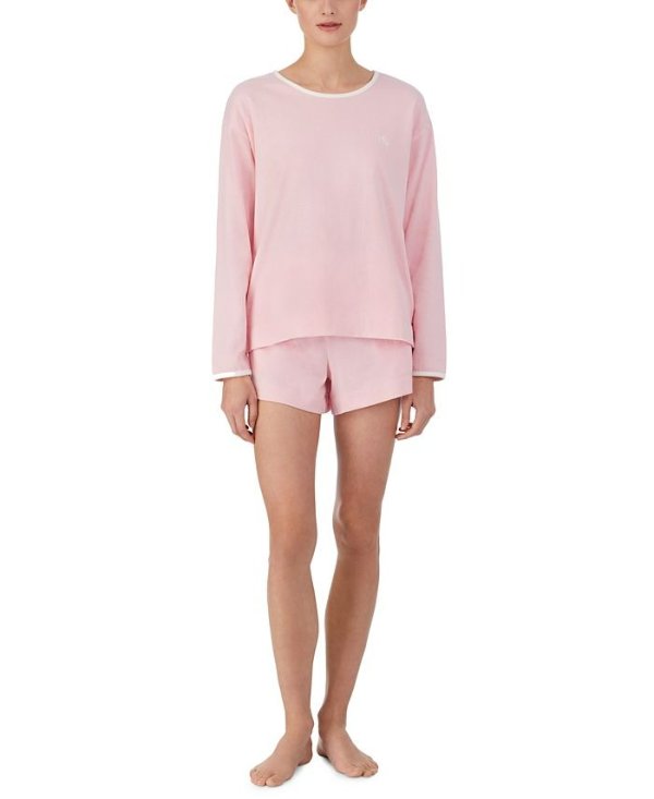Knit Twill Shorts Pajamas Set