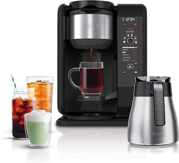 CP307 Hot and Cold Brewed System, Auto-iQ Tea and Coffee Maker with 6 Brew Sizes, 5 Brew Styles, Frother, Coffee & Tea Baskets with Thermal Carafe Black 50 oz.
