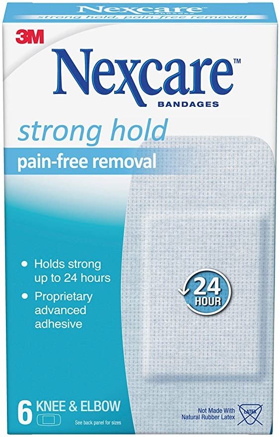 Nexcare Sensitive Skin Bandages for Knee and Elbow, Pain-Free Removal, 6 Count
