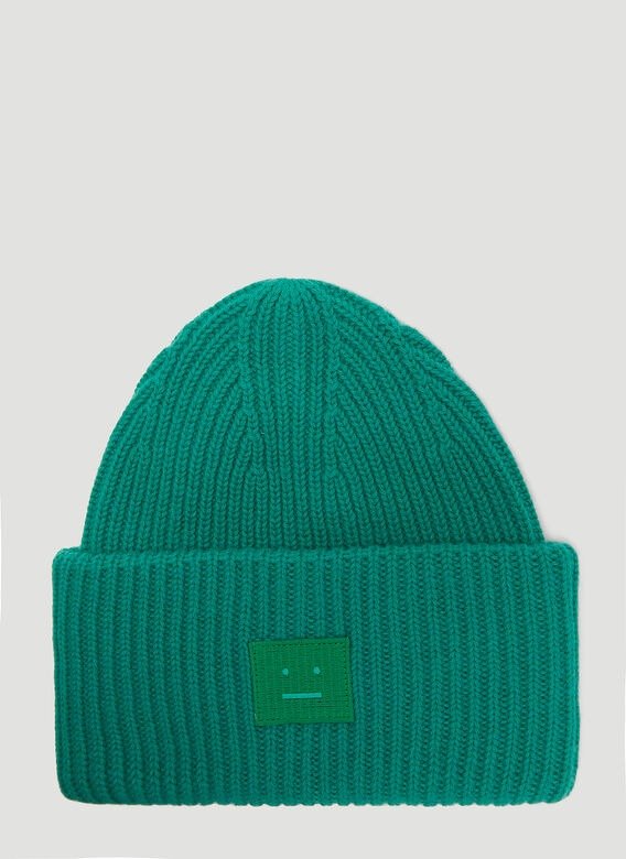 Pansy N Face Knit Hat in Green