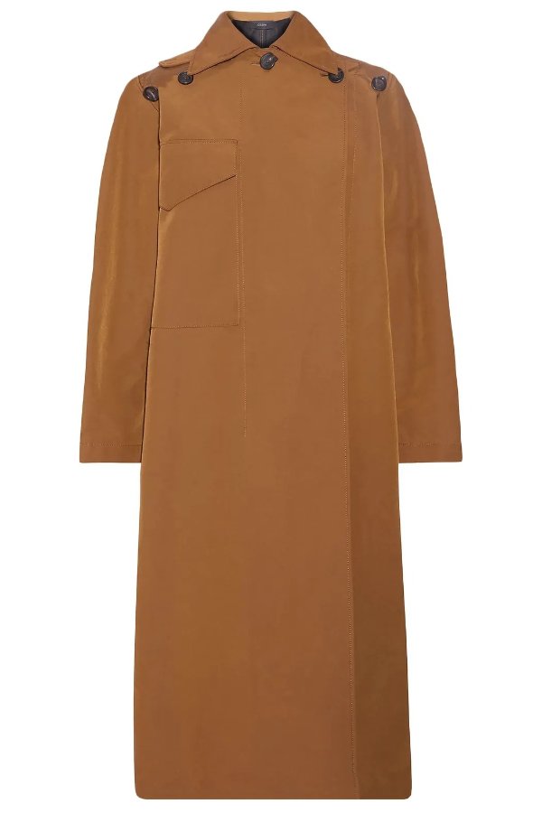 Button-detailed cotton-blend gabardine trench coat