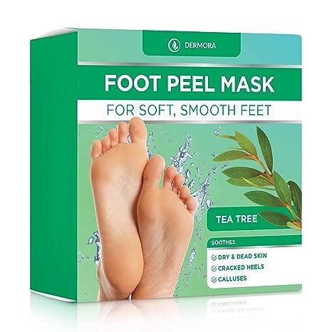 Foot Peel Mask - 2 Pack of Regular Size Skin Exfoliating Foot Masks for Dry, Cracked Feet, Callus, Dead Skin Remover - Feet Peeling Mask for baby soft feet, Tea Tree Scent