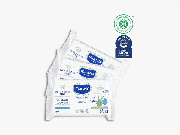 Certified Organic Water Wipes with Cotton and Aloe Bundle (3-pack)