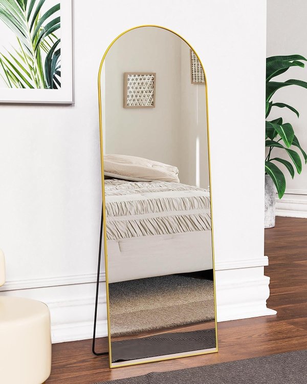 antok Arch Floor Mirror, Arched Full Length Mirror with Stand