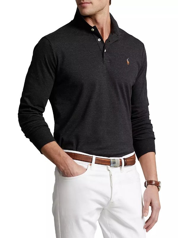 Knit Long-Sleeve Polo Shirt