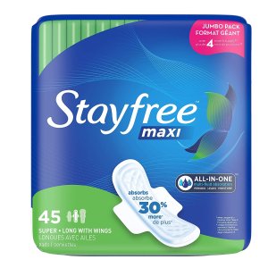 Stayfree 超长柔软卫生巾 45片