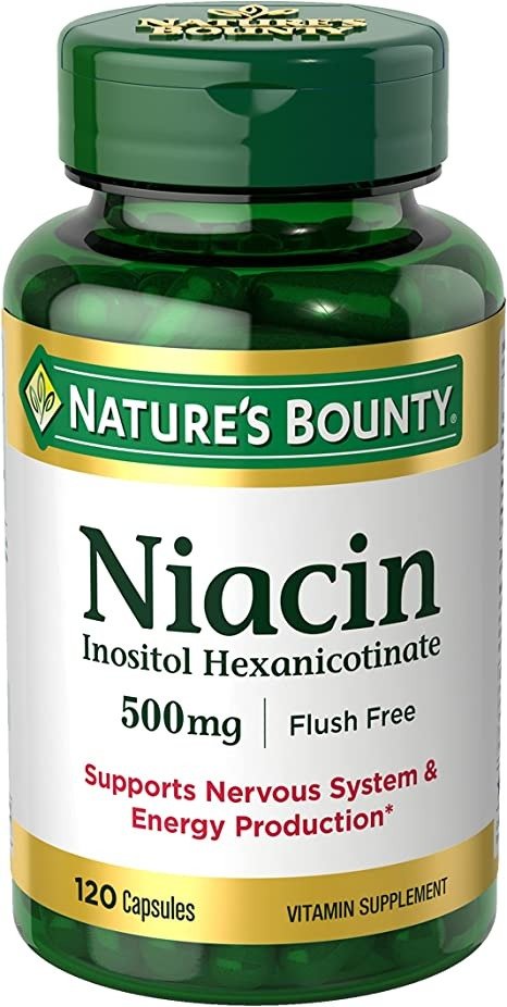 Niacin 500mg Flush Free, Cellular Energy Support, Supports Nervous System Health, 120 Capsules
