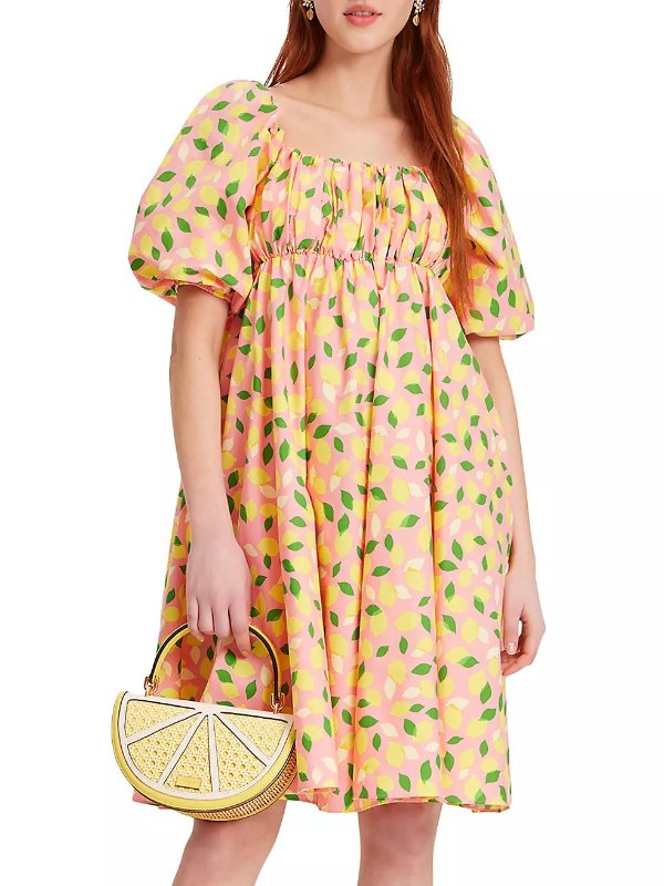 Lemon-Print Knee-Length Dress
