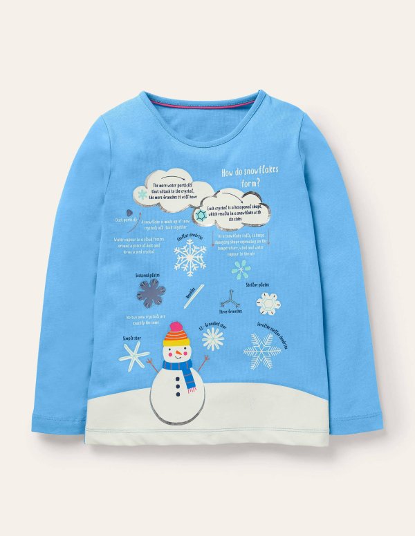 Fun Facts T-shirt - Surfboard Blue Snowflakes | Boden US