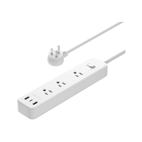 AmazonBasics 5FT 3-Outlet & 3-USB Port Power Strip Extension Cord