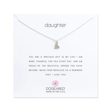daughter sideways heart charm necklace, sterling silver