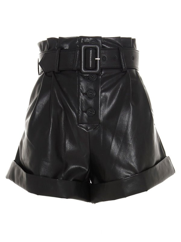 Faux Leather Belted Shorts - Cettire