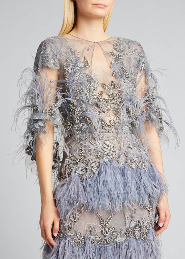 Embroidered Tulle Capelet