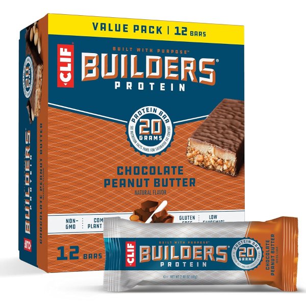 CLIF Builders 巧克力口味蛋白零食棒 2.4oz 12条