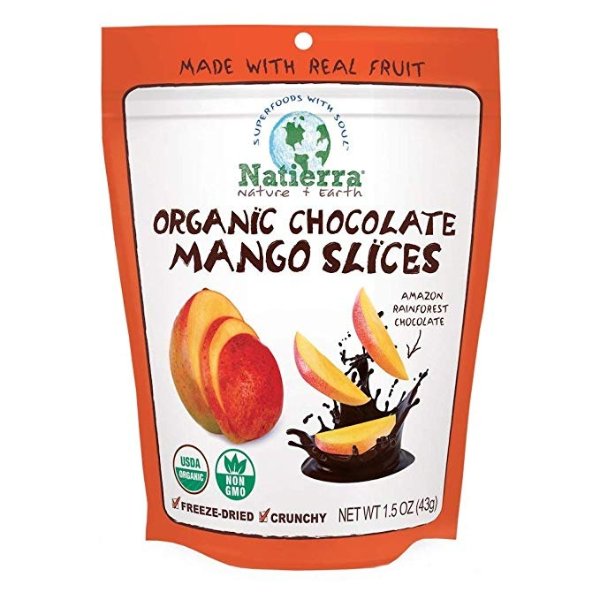Nature's Organic Freeze-Dried Chocolate Covered Mango Slices | Gluten Free & Vegan | 1.5 Ounce