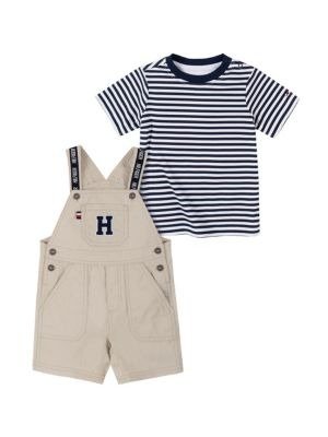 Baby Boy's 2-Piece Stripe Top & Shortall Set