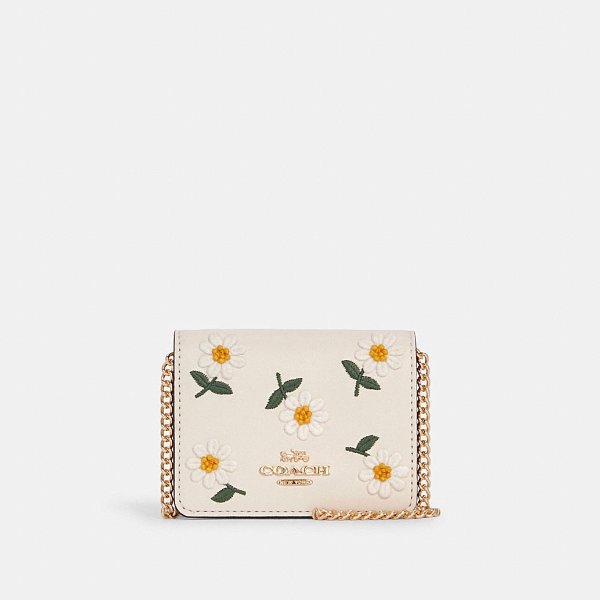 Mini Wallet With Daisy Embroidery