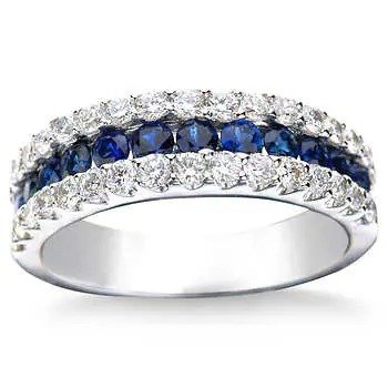 Blue Sapphire and Diamond 14kt White Gold Ring
