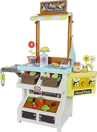 ® 3-in-1 Garden to Table Market Pretend Garden Food Growing and Cooking Toy Role Play Kitchen Playset for Multiple Kids and Toddlers