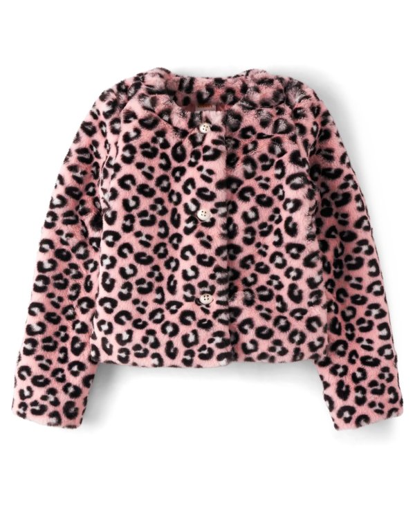 Girls Leopard Faux Fur Coat - Ladies And Gentlemen - strawberrycream