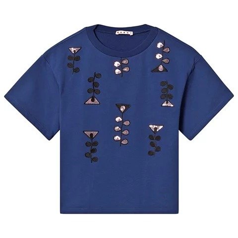 Blue Floral Embellished T-Shirt | AlexandAlexa