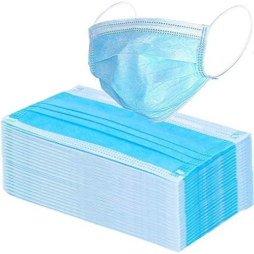 Wecolor 100 Pcs Disposable 3 Ply Earloop Face Masks, Suitable for Home, School, Office and Outdoors (Blue)