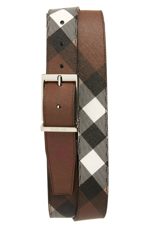 Burbery Louis Check Coated Canvas Belt