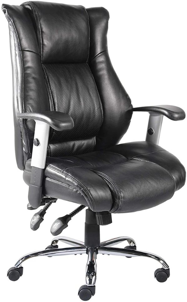 Smugdesk Office Chair Ergonomic Computer Bonded Leather Adjustable Desk Chair, Swivel Comfortable Rolling, Black