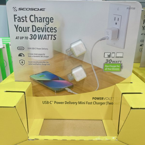 PowerVolt PD30 USB-C 30W Power Delivery Mini Fast Charger, 2-pack