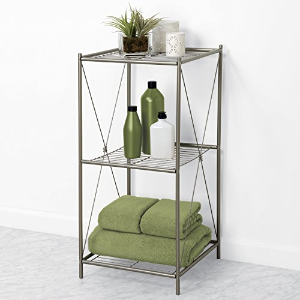 Zenna Home 3-Tier Floor Shelf, Satin Nickel