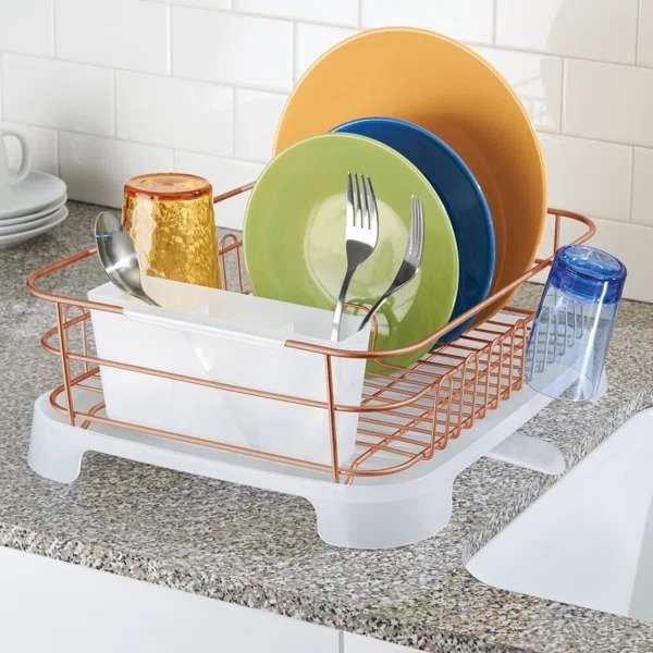 Mdesign Large Kitchen Counter Dish Drying Rack With Swivel Spout 
